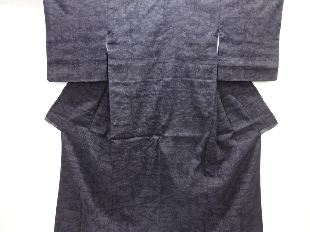 JAPANESE KIMONO / SILK / YUKI TSUMUGI / WOVEN ABSTRACT FLOWERS